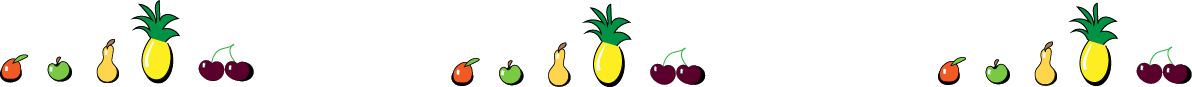 disegno cartoonizzato che rappresenta vari tipi di frutta